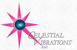 Celestial Vibrations LLC Logo: pink pointy star with galaxy at center